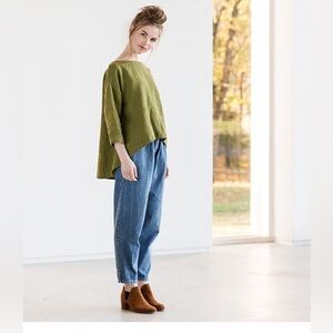 NotPerfectlinen linen blouse top in Leaf Green Small